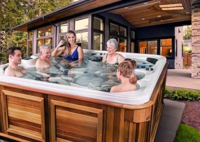 Family relaxing in the hot tub